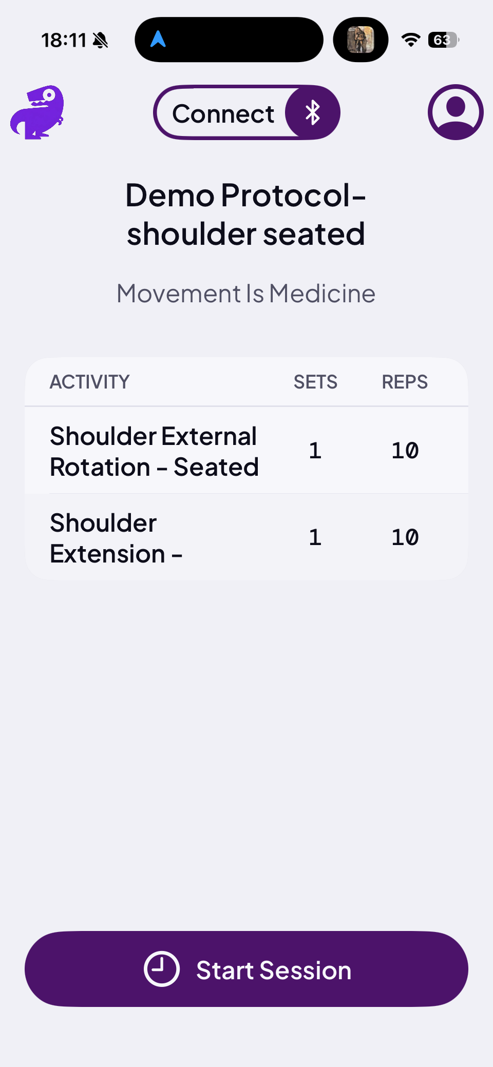 KineticOS home screen with gray Connect pill at top