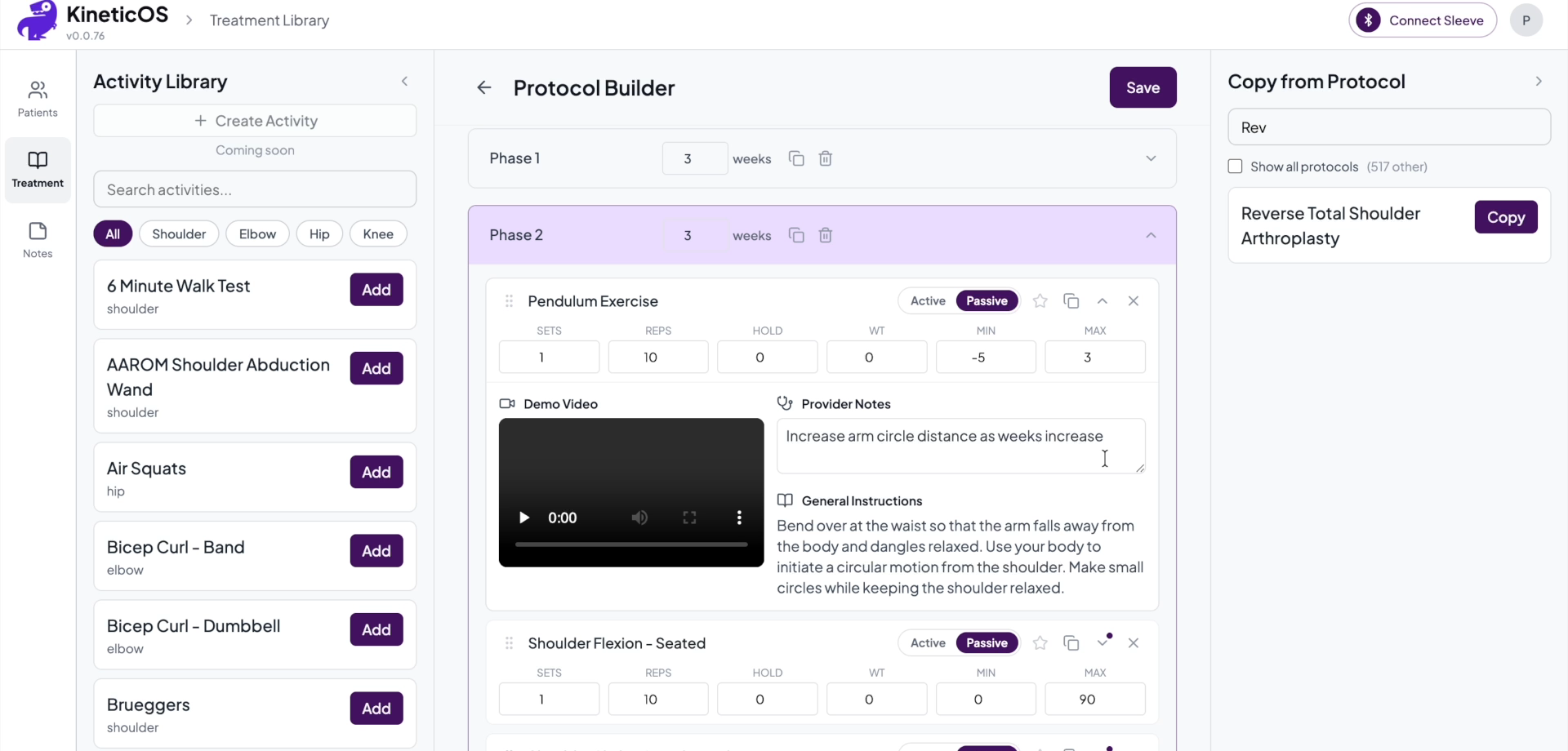 Protocol Builder with the Activity Library, the protocol being built, and Copy from Protocol